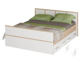 Двуспальная кровать 1,4м Сакура (дуб сонома/белый) в Витиме - vitim.mebel-nsk.ru | фото