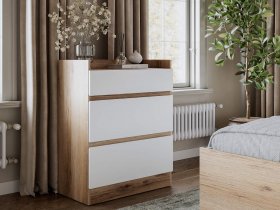 Комод 3 ящика Брауни (дуб делано/белый) в Витиме - vitim.mebel-nsk.ru | фото