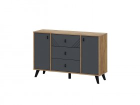 Комод 3ящ. и 2ств. Байкал (дуб крафт золотой/графит) в Витиме - vitim.mebel-nsk.ru | фото