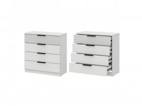 Комод 4 ящика (ЛДСП/МДФ) Эккервуд (белый) в Витиме - vitim.mebel-nsk.ru | фото