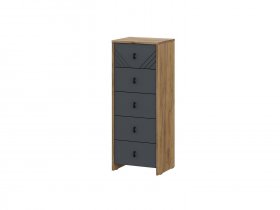 Комод 5ящ. Байкал (дуб крафт золотой/графит) в Витиме - vitim.mebel-nsk.ru | фото