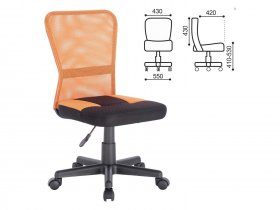 Кресло компактное BRABIX Smart MG-313, без подлокотников, комбинированное, черное/оранжевое в Витиме - vitim.mebel-nsk.ru | фото