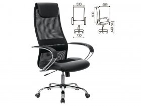 Кресло офисное BRABIX PREMIUM Stalker EX-608 CH, хром, ткань-сетка/кожзам, черное в Витиме - vitim.mebel-nsk.ru | фото