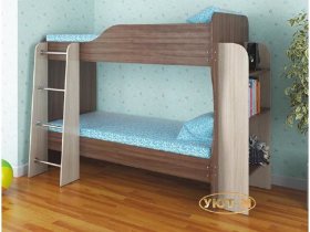 Кровать 2х ярусная без ящиков с полками в Витиме - vitim.mebel-nsk.ru | фото