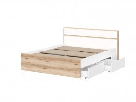 Кровать двуспальная 1,6м Брауни (дуб делано/белый) в Витиме - vitim.mebel-nsk.ru | фото