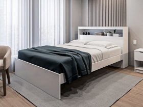 Кровать двуспальная 1,6м Бруклин СБ-3356 (белый) в Витиме - vitim.mebel-nsk.ru | фото