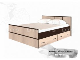 Кровать двуспальная с ящиками 1,6м Сакура (BTS) в Витиме - vitim.mebel-nsk.ru | фото