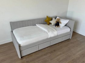 Кровать-тахта с ящиками Твикс 90*200 (галька велюр) в Витиме - vitim.mebel-nsk.ru | фото