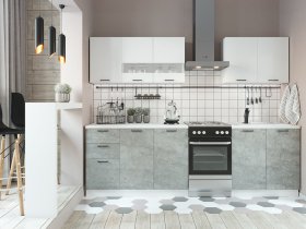 Кухонный гарнитур Дуся 2,0 м (белый глянец/цемент) в Витиме - vitim.mebel-nsk.ru | фото