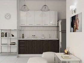Кухонный гарнитур МДФ Выгодно и точка 2,0 м (белый глянец/ироко) в Витиме - vitim.mebel-nsk.ru | фото