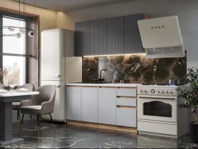 Кухонный гарнитур Ника 1,6 м (графит/серый софт) в Витиме - vitim.mebel-nsk.ru | фото