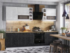Модульная кухня Бруклин (белый/черный бетон) в Витиме - vitim.mebel-nsk.ru | фото