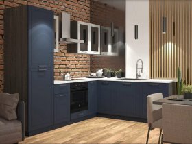 Модульная кухня Глэдис (тёмно-синий софт/корпус анкор темный) в Витиме - vitim.mebel-nsk.ru | фото