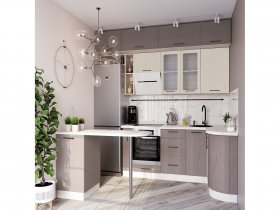 Модульная кухня Классика (песочное дерево/крымское дерево) в Витиме - vitim.mebel-nsk.ru | фото