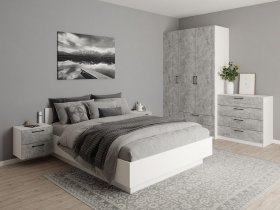 Модульная спальня Гамма (белый/цемент) в Витиме - vitim.mebel-nsk.ru | фото