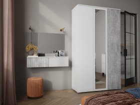 Модульная спальня Ливерпуль (белый/бетон светлый) в Витиме - vitim.mebel-nsk.ru | фото