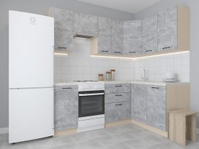 Модульная угловая кухня 1,4м*2,1м Лада (цемент) в Витиме - vitim.mebel-nsk.ru | фото