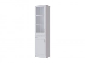 Пенал-витрина Апполия гостиная (белый/белый дуб) в Витиме - vitim.mebel-nsk.ru | фото