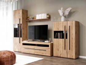 Модульная стенка Ницца (дуб вотан) в Витиме - vitim.mebel-nsk.ru | фото
