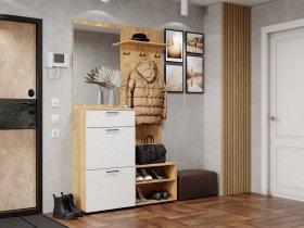 Прихожая Монтана (дуб крафт золотой/белый) в Витиме - vitim.mebel-nsk.ru | фото
