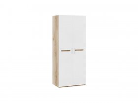Шкаф двухстворчатый для одежды «Фьюжн» (белый глянец/дуб делано) в Витиме - vitim.mebel-nsk.ru | фото