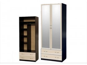 Шкаф двухстворчатый с ящиками с 2-мя зеркалами  (профиль МДФ) в Витиме - vitim.mebel-nsk.ru | фото