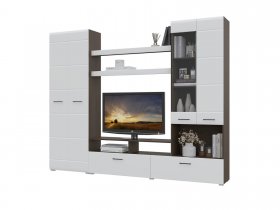 Стенка Альфа МДФ (дуб венге/белый глянец) в Витиме - vitim.mebel-nsk.ru | фото