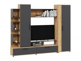 Стенка «Дакота» (дуб крафт золотой/антрацит) в Витиме - vitim.mebel-nsk.ru | фото