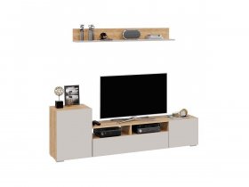 Стенка «Сильвия» (дуб крафт золотой/кашемир) в Витиме - vitim.mebel-nsk.ru | фото