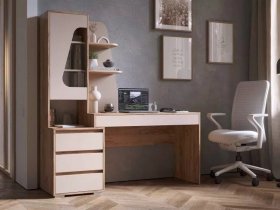 Стол компьютерный Пифагор (дуб вотан/кашемир) в Витиме - vitim.mebel-nsk.ru | фото