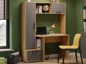 Стол письменный тип 15 (дуб крафт золотой/графит серый) в Витиме - vitim.mebel-nsk.ru | фото