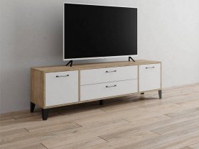 Тумба под ТВ Парус-13 (дуб крафт серый/белый) в Витиме - vitim.mebel-nsk.ru | фото
